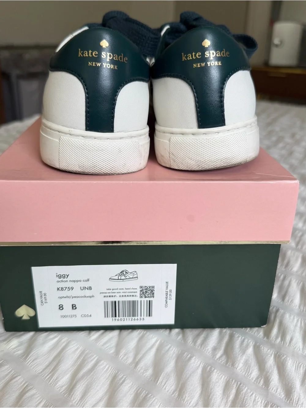 Kate Spade Iggy Sneakers Size 8 White Green